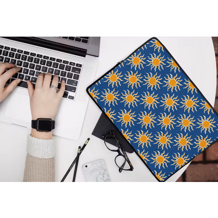 Zon - Patroon - Blauw laptophoes neopreen klein 279 -bureau