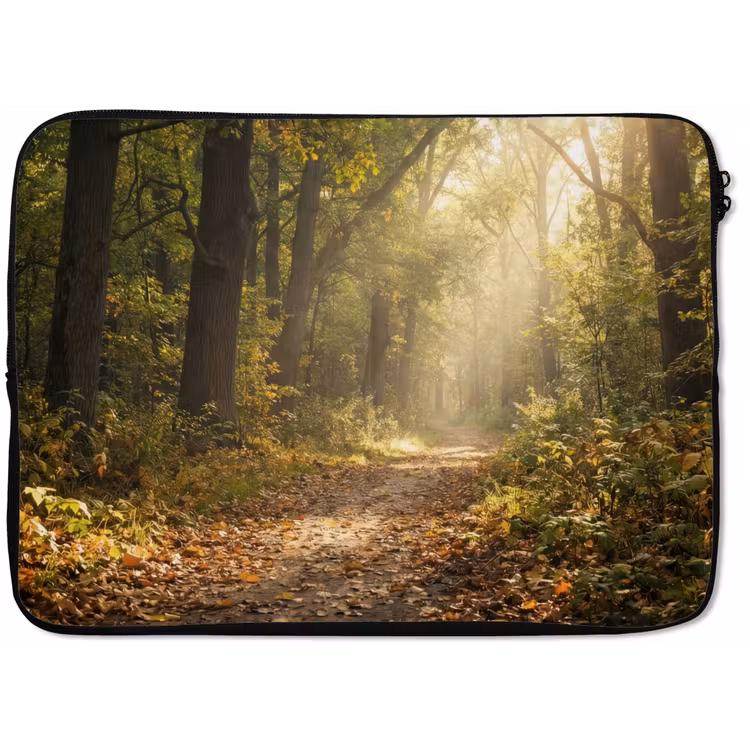 Zonlicht - Bospad - Bomen laptophoes neopreen klein -zkaufland3dotto