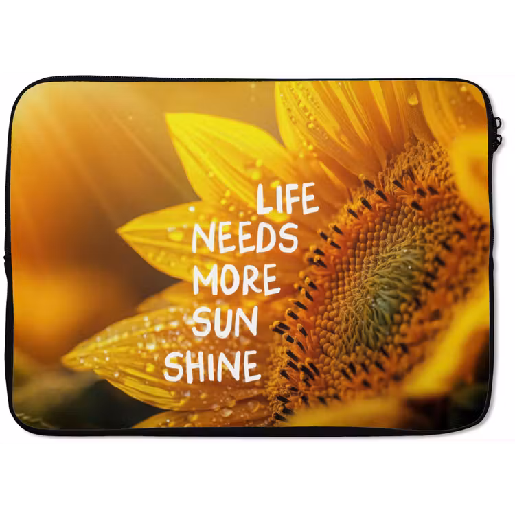 Zonnebloem - Close up - Geel - Quote laptophoes neopreen klein -zkaufland3dotto