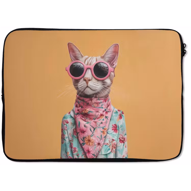 Zonnebril - Kat - Sjaal - Bloemen laptophoes neopreen klein -zkaufland3dotto