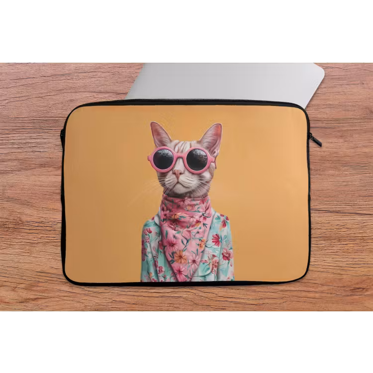 Zonnebril - Kat - Sjaal - Bloemen laptophoes neopreen klein -tafel