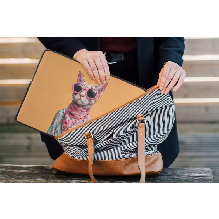 Zonnebril - Kat - Sjaal - Bloemen laptophoes neopreen klein -tas