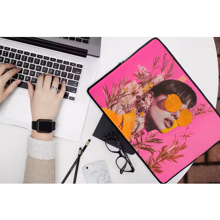 Zonnebril - Oranje - Vrouw - Planten laptophoes neopreen klein -bureau