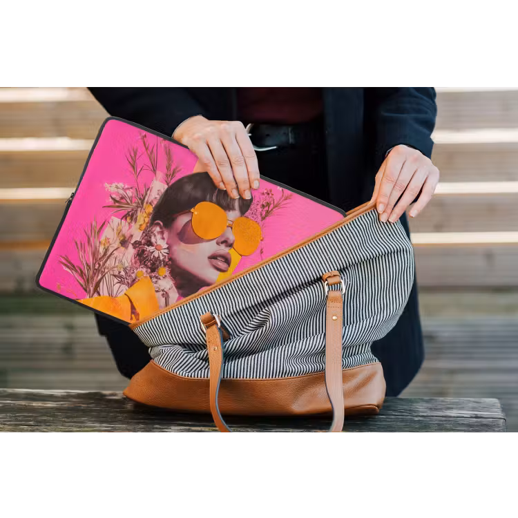 Zonnebril - Oranje - Vrouw - Planten laptophoes neopreen klein -tas