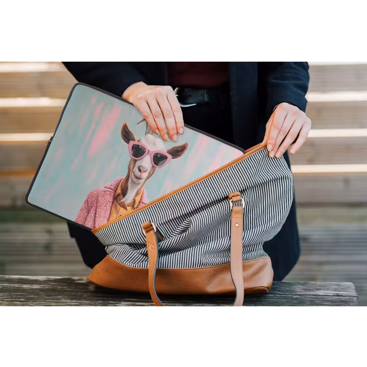 Zonnebril - Roze - Geit - Horen laptophoes neopreen klein -tas