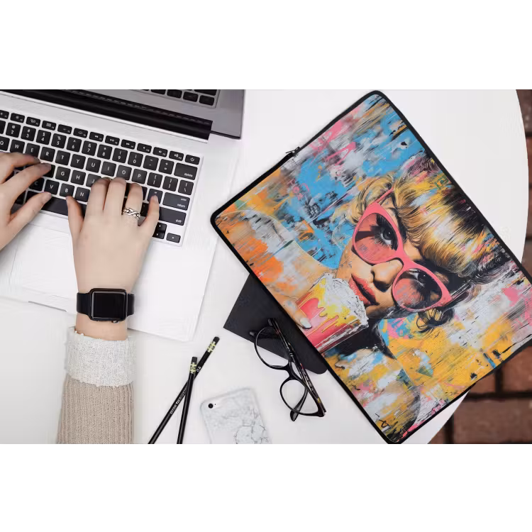 Zonnebril - Vrouw - Kleurrijk - Verfspetters laptophoes neopreen klein -bureau