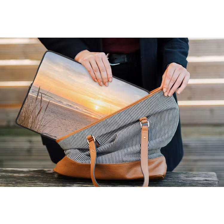 Zonsondergang - Duinen - Zee laptophoes neopreen klein -tas