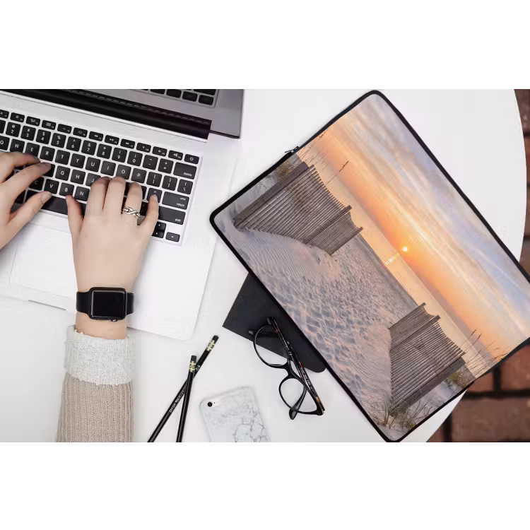 Zonsondergang - Strand - Zand laptophoes neopreen klein -bureau