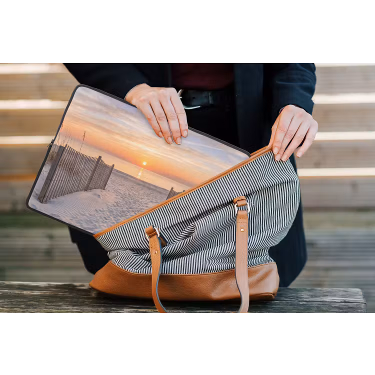 Zonsondergang - Strand - Zand laptophoes neopreen klein -tas