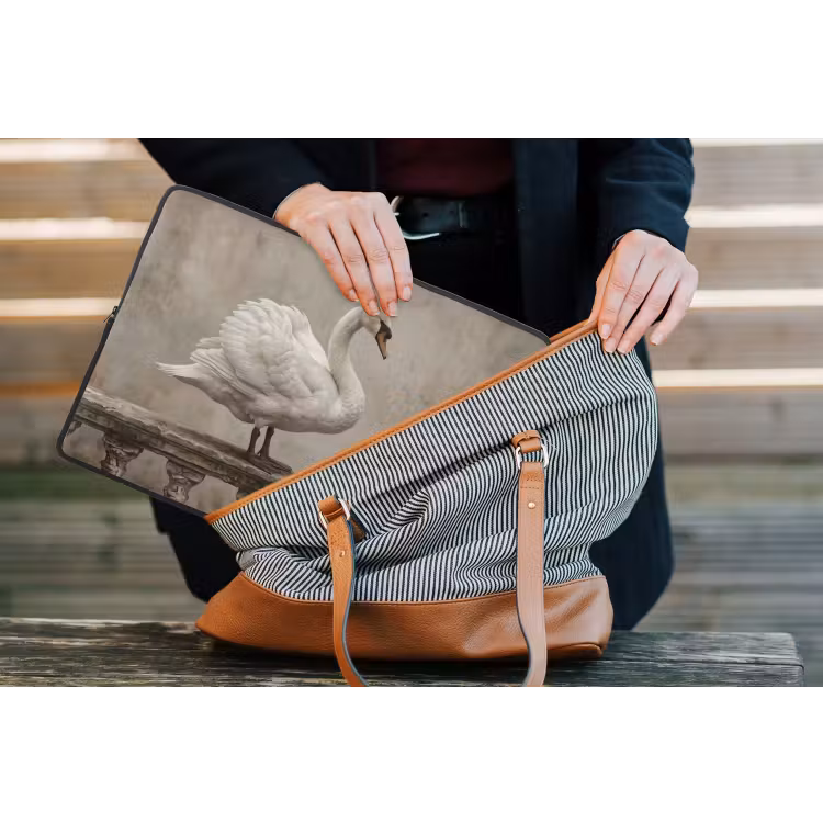 Zwaan - Elegant - Dieren - Wit laptophoes neopreen klein -tas