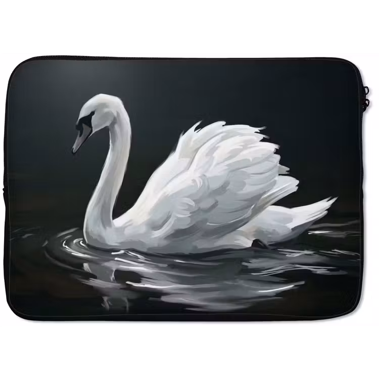 Zwaan - Water - Natuur - Realistisch - Wit laptophoes neopreen klein -zkaufland3dotto