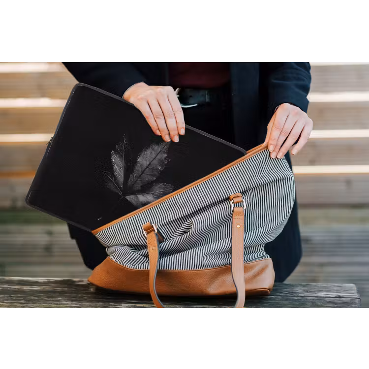 Zwart - Blad laptophoes neopreen klein -tas