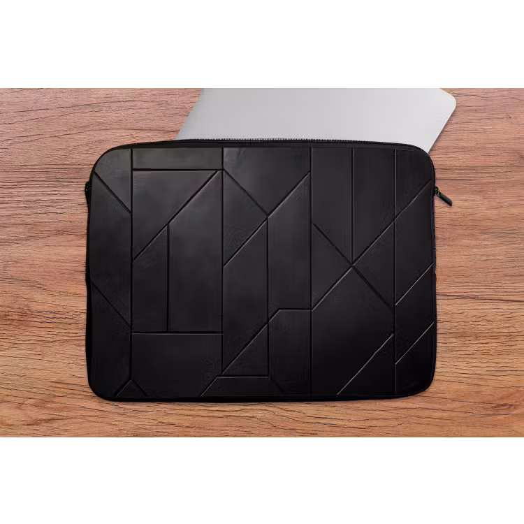 Zwart - Geometrisch - Tegeltjes laptophoes neopreen klein -tafel