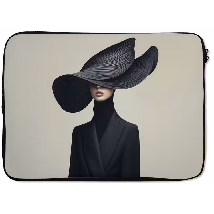 Zwart - Vrouw - Hoed laptophoes neopreen klein -zkaufland3dotto