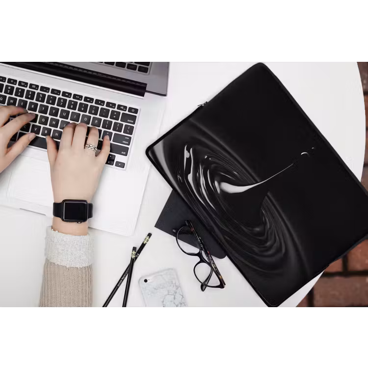 Zwart - Water - Druppel laptophoes neopreen klein -bureau