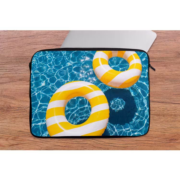 Zwembad - Zwembanden - Zomer - Geel - Blauw laptophoes neopreen klein -tafel