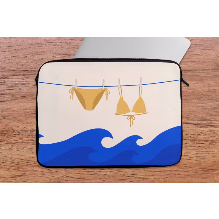 Zwemkleding - Zee - Zomer - Illustratie - Geel laptophoes neopreen klein -tafel