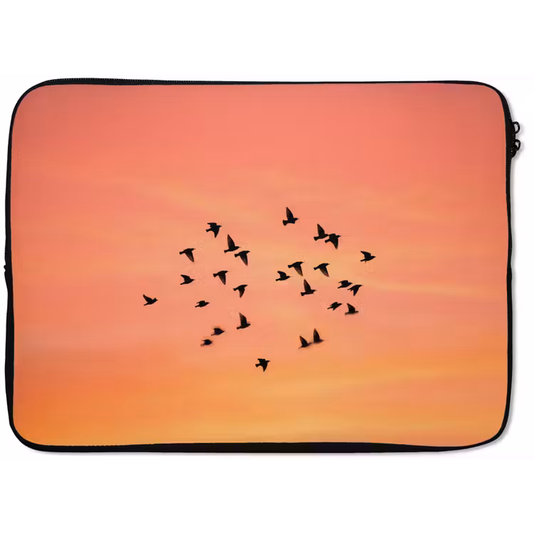 Zwerm - Vogels - Oranje laptophoes neopreen klein -zkaufland3dotto