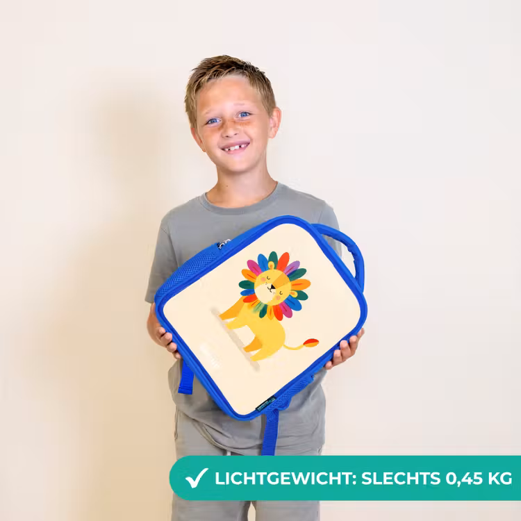 Leeuw - Manen - Kleurrijk Kinderrugzak - Blauw middel -sfeer1_NL