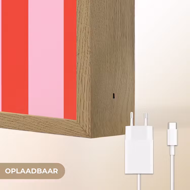 A Little Break - Strepen - Rood - Roze Light Box met batterij (Wandlamp) middel -USP_websiteoplaadbaarNL
