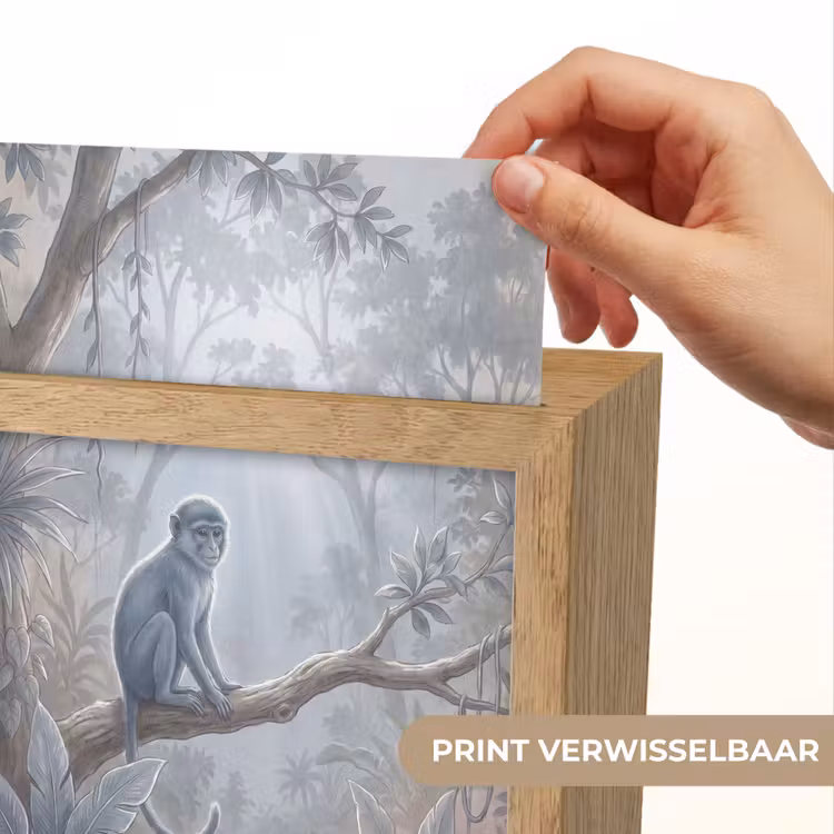 Aap - Boom - Jungle - Natuur - Grijs Light Box met kabel (Wandlamp) klein -USP_websiteprintNL