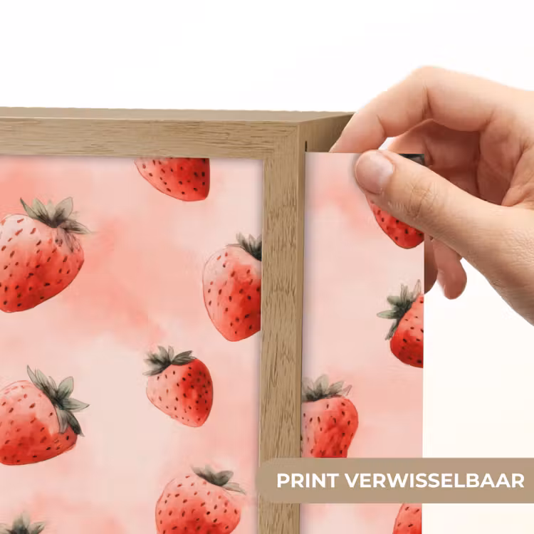 Aardbei - Patroon - Roze Light Box met batterij (Wandlamp) middel 907 -USP_websiteprintNL
