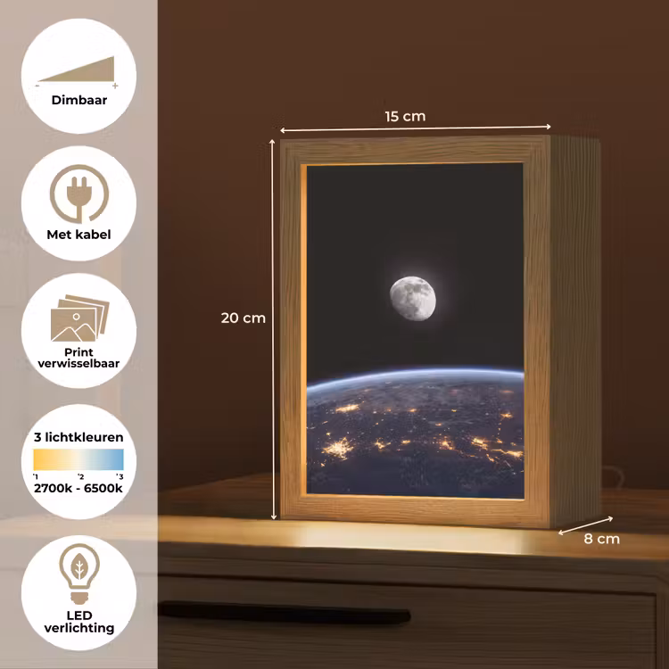 Lightbox - Wandlamp - Aarde - Nacht - Ruimte - Aarde - Nacht - Ruimte Light Box met kabel (Wandlamp) klein