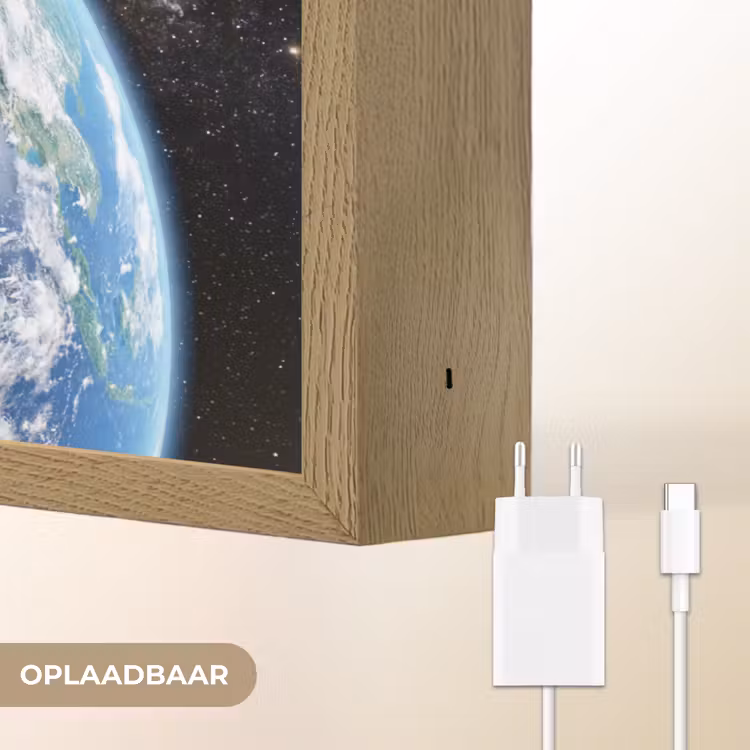 Aarde - Ruimte - Blauw - Groen Light Box met batterij (Wandlamp) middel -USP_websiteoplaadbaarNL