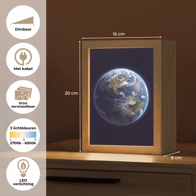 Lightbox - Wandlamp - Aarde - Ruimte - Kosmos - Aarde - Ruimte - Kosmos Light Box met kabel (Wandlamp) klein