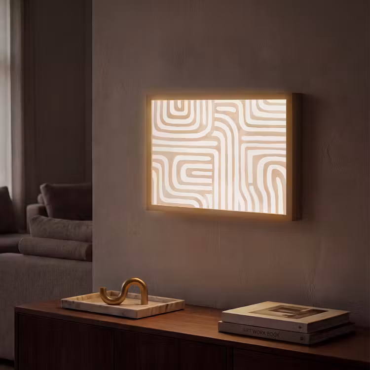Aardetinten - Labyrintpatroon Light Box met batterij (Wandlamp) middel -sfeer1