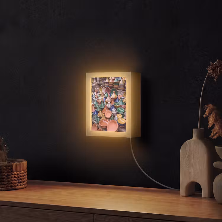 Lightbox - Wandlamp - Aardewerk - Kleurrijk - Patroon - Aardewerk - Kleurrijk - Patroon Light Box met kabel (Wandlamp) klein