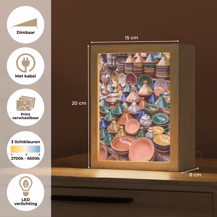 Lightbox - Wandlamp - Aardewerk - Kleurrijk - Patroon - Aardewerk - Kleurrijk - Patroon Light Box met kabel (Wandlamp) klein