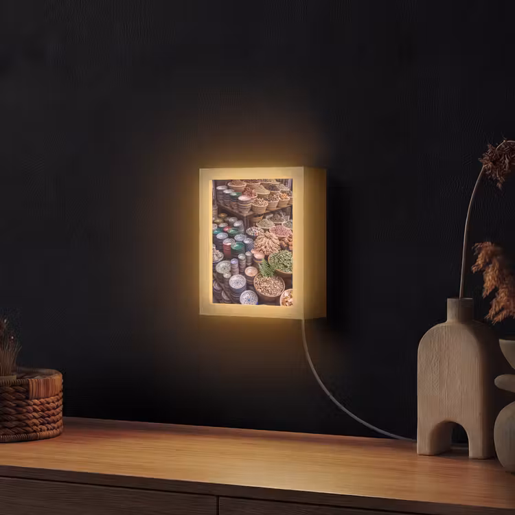Lightbox - Wandlamp - Aardewerk - Oosters - Kleurrijk - Aardewerk - Oosters - Kleurrijk Light Box met kabel (Wandlamp) klein