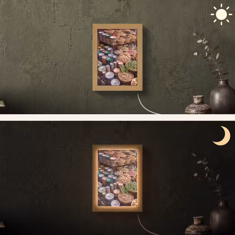 Lightbox - Wandlamp - Aardewerk - Oosters - Kleurrijk - Aardewerk - Oosters - Kleurrijk Light Box met kabel (Wandlamp) klein