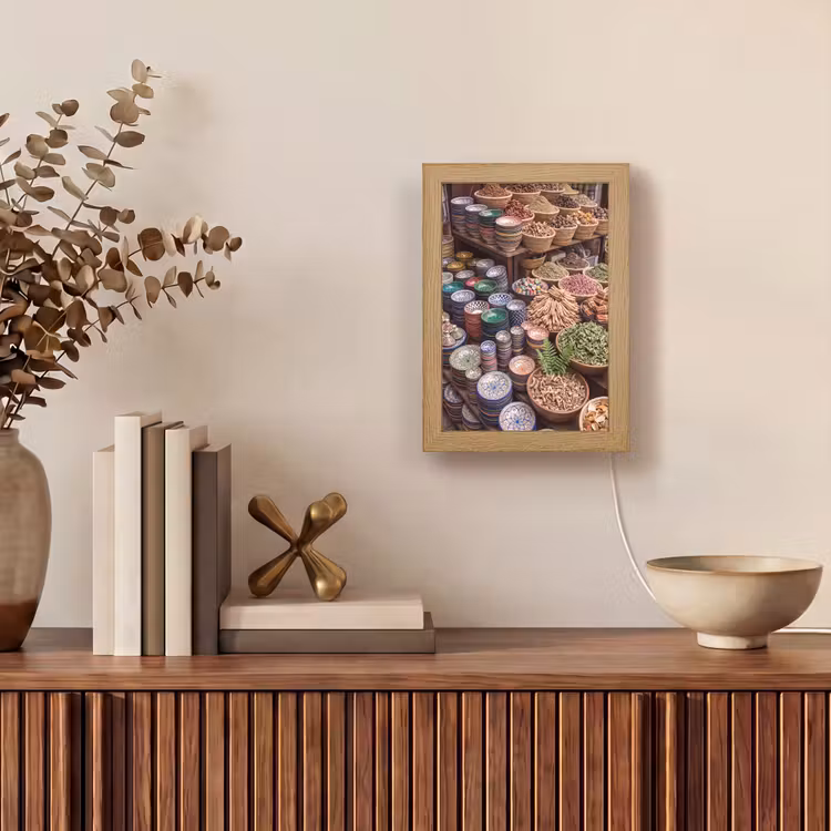 Lightbox - Wandlamp - Aardewerk - Oosters - Kleurrijk - Aardewerk - Oosters - Kleurrijk Light Box met kabel (Wandlamp) klein