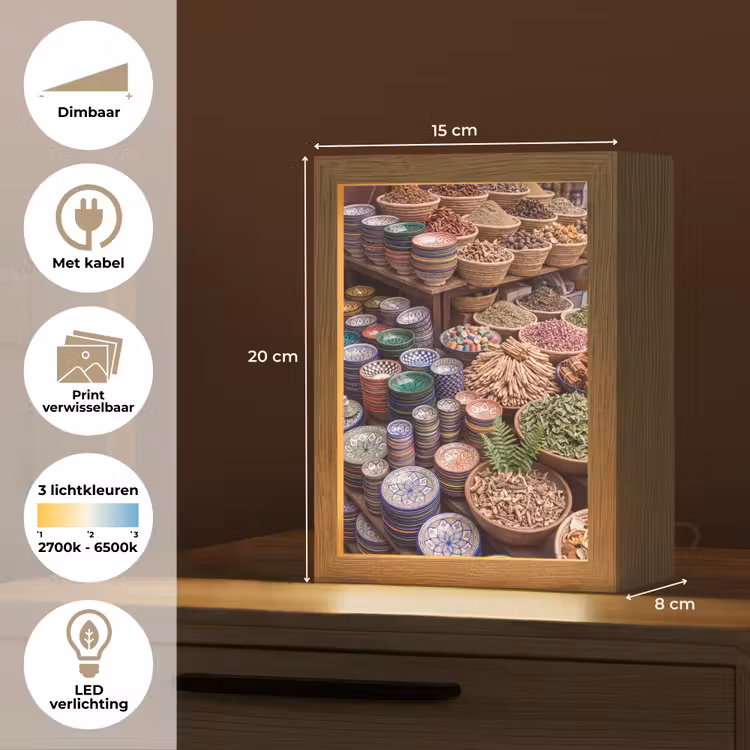 Lightbox - Wandlamp - Aardewerk - Oosters - Kleurrijk - Aardewerk - Oosters - Kleurrijk Light Box met kabel (Wandlamp) klein