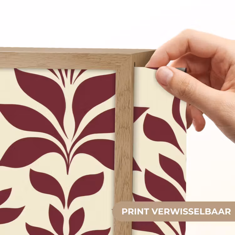 Abstract - Bladeren - Burgundy Light Box met batterij (Wandlamp) middel 907 -USP_websiteprintNL