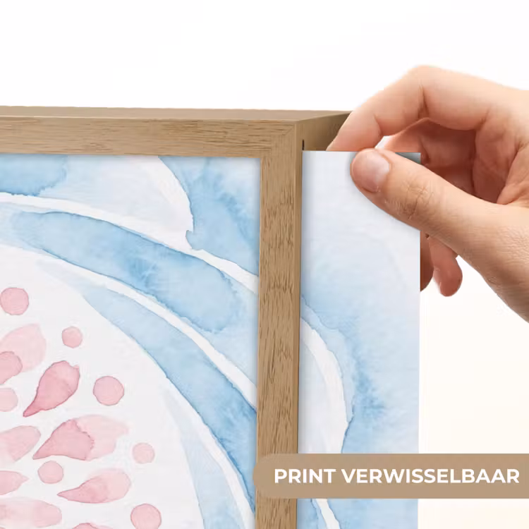 Abstract - Bloemvorm - Aquarel - Roze - Blauw Light Box met batterij (Wandlamp) middel -USP_websiteprintNL
