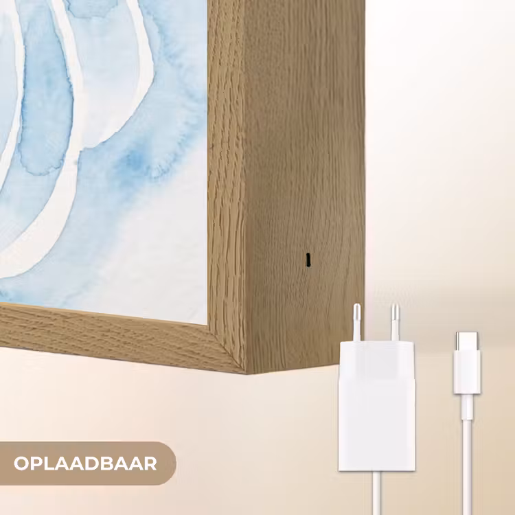 Abstract - Bloemvorm - Aquarel - Roze - Blauw Light Box met batterij (Wandlamp) middel -USP_websiteoplaadbaarNL