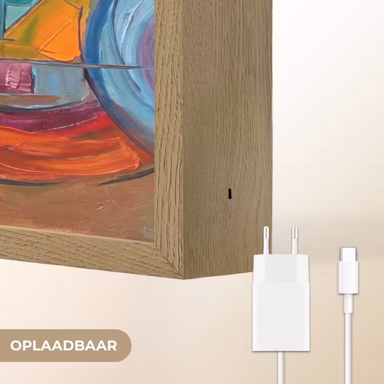 Abstract - Cirkels - Schilderij - Kleurrijk - Dynamisch Light Box met batterij (Wandlamp) middel -USP_websiteoplaadbaarNL