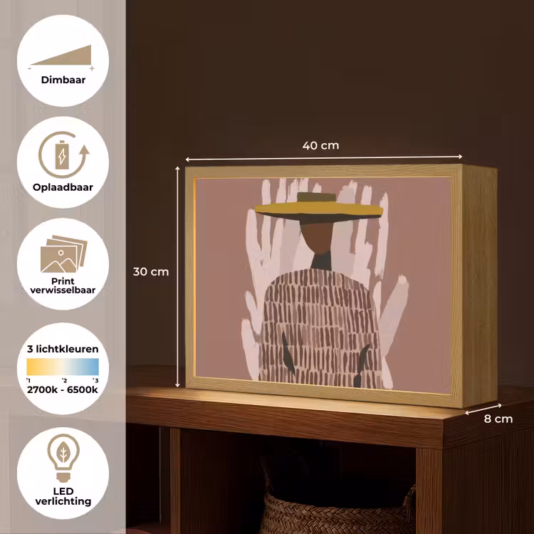 Abstract - Figuur - Illustratie - Hoed Light Box met batterij (Wandlamp) middel -USP_websiteoverzichtNL