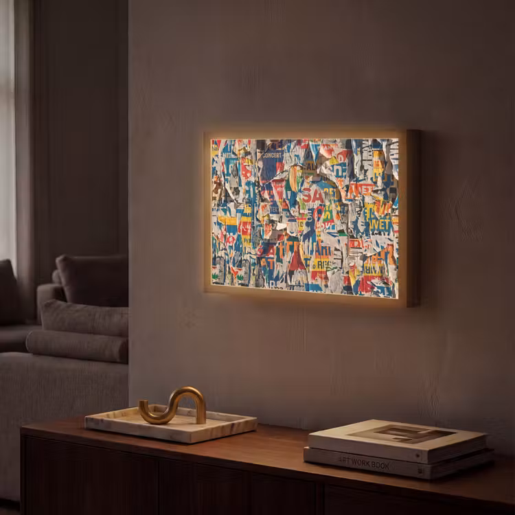 Abstract - Gelaagd papier - Urban - Modern - Kleurrijk Light Box met batterij (Wandlamp) middel -sfeer1