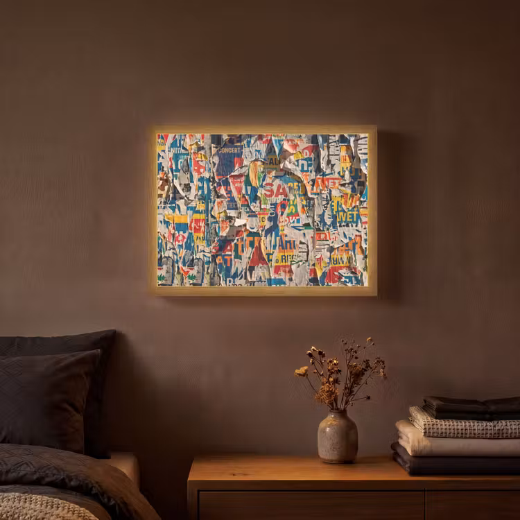 Abstract - Gelaagd papier - Urban - Modern - Kleurrijk Light Box met batterij (Wandlamp) middel -sfeer4