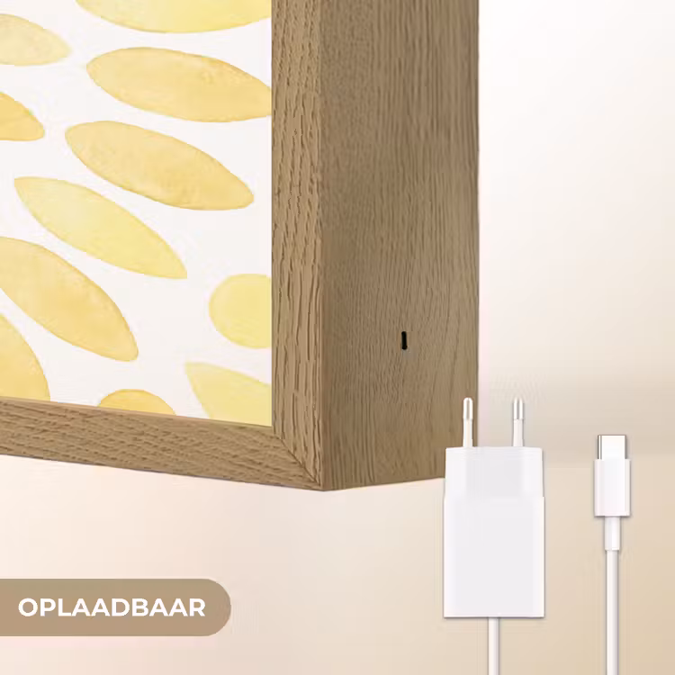 Abstract - Geometrisch - Stralend - Geel Light Box met batterij (Wandlamp) middel -USP_websiteoplaadbaarNL