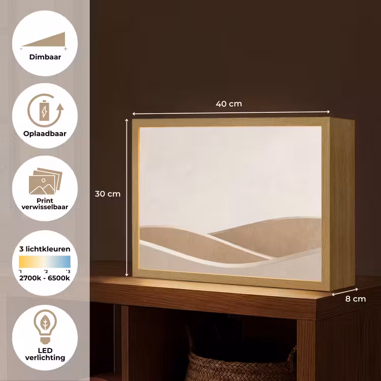 Abstract - Golven - Modern - Beige Light Box met batterij (Wandlamp) middel -USP_websiteoverzichtNL
