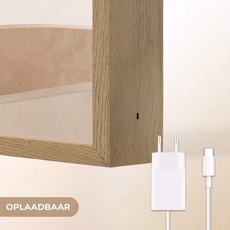 Abstract - Golven - Modern - Beige Light Box met batterij (Wandlamp) middel -USP_websiteoplaadbaarNL