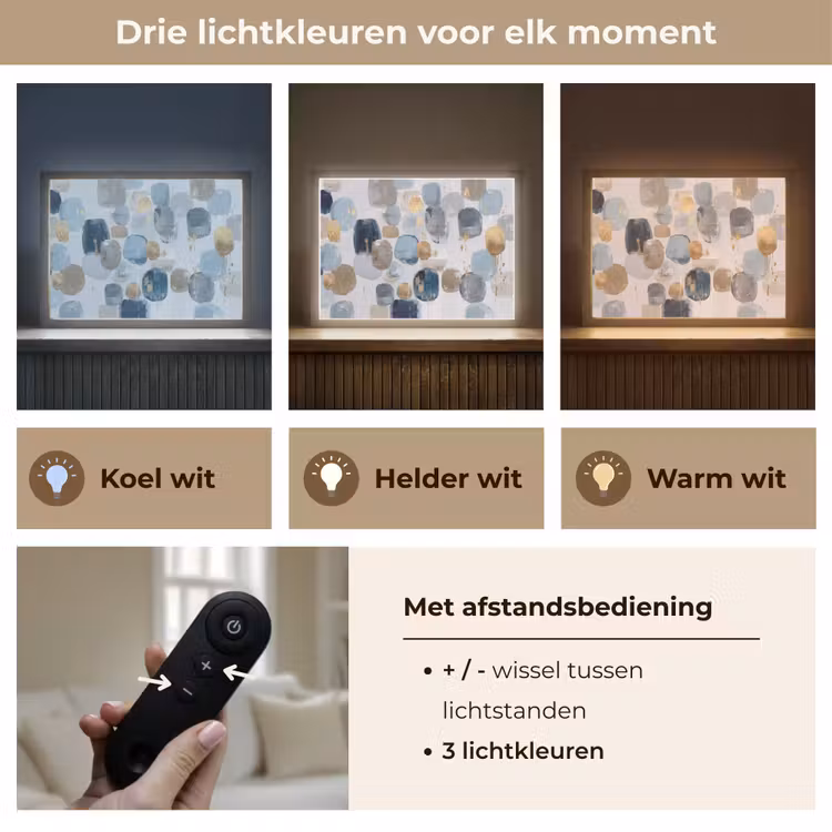 Abstract - Goud - Vormen Light Box met batterij (Wandlamp) middel -USP_lichtkleurNL