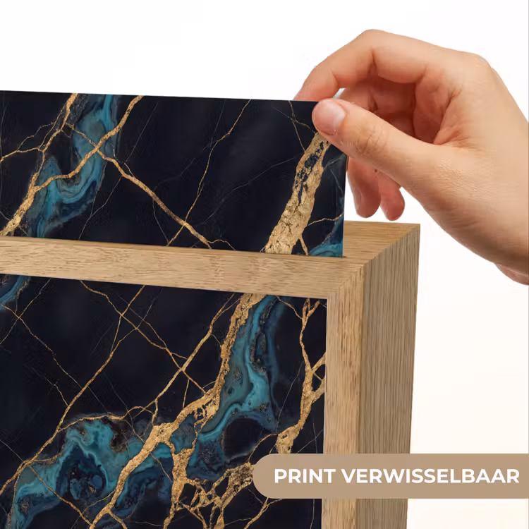 Abstract - Gouden lijnen - Kunst - Modern - Zwart Light Box met kabel (Wandlamp) klein -USP_websiteprintNL