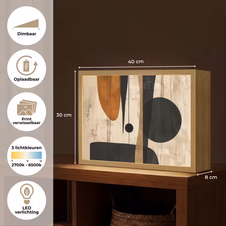Abstract - Kunst - Vormen - Modern Light Box met batterij (Wandlamp) middel -USP_websiteoverzichtNL