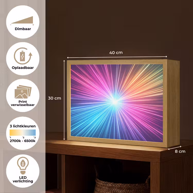Abstract - Light - Burst - Modern - Colorful Light Box met batterij (Wandlamp) middel -USP_websiteoverzichtNL